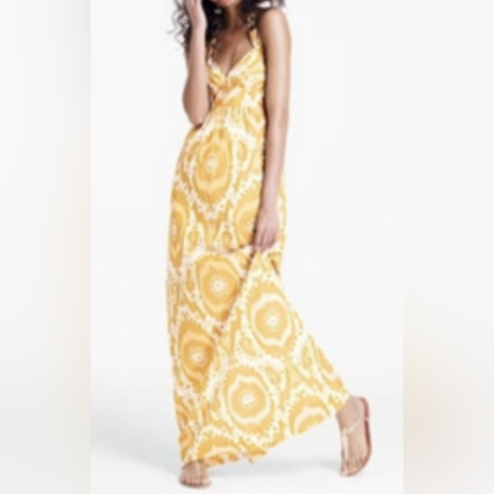 J.Crew Yellow Print Maxi Dress Size 4